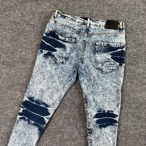 Blind Trust Mens 36x30 Acid Wash Moto Biker Jeans Distressed Y2K Grunge Skater